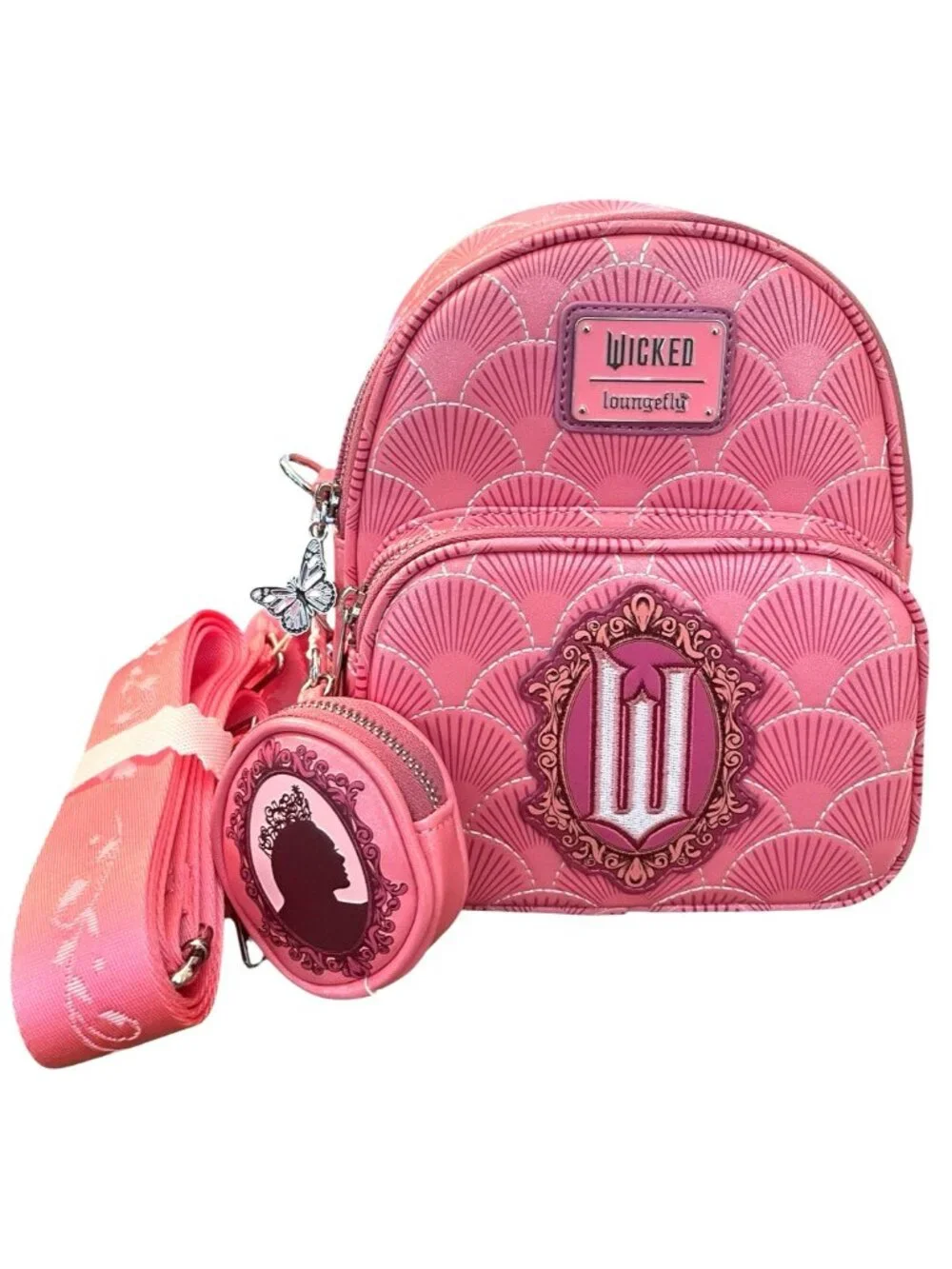 Loungefly Wicked Glinda Convertible Exclusive Pink Mini Backpack Coin Purse NWT